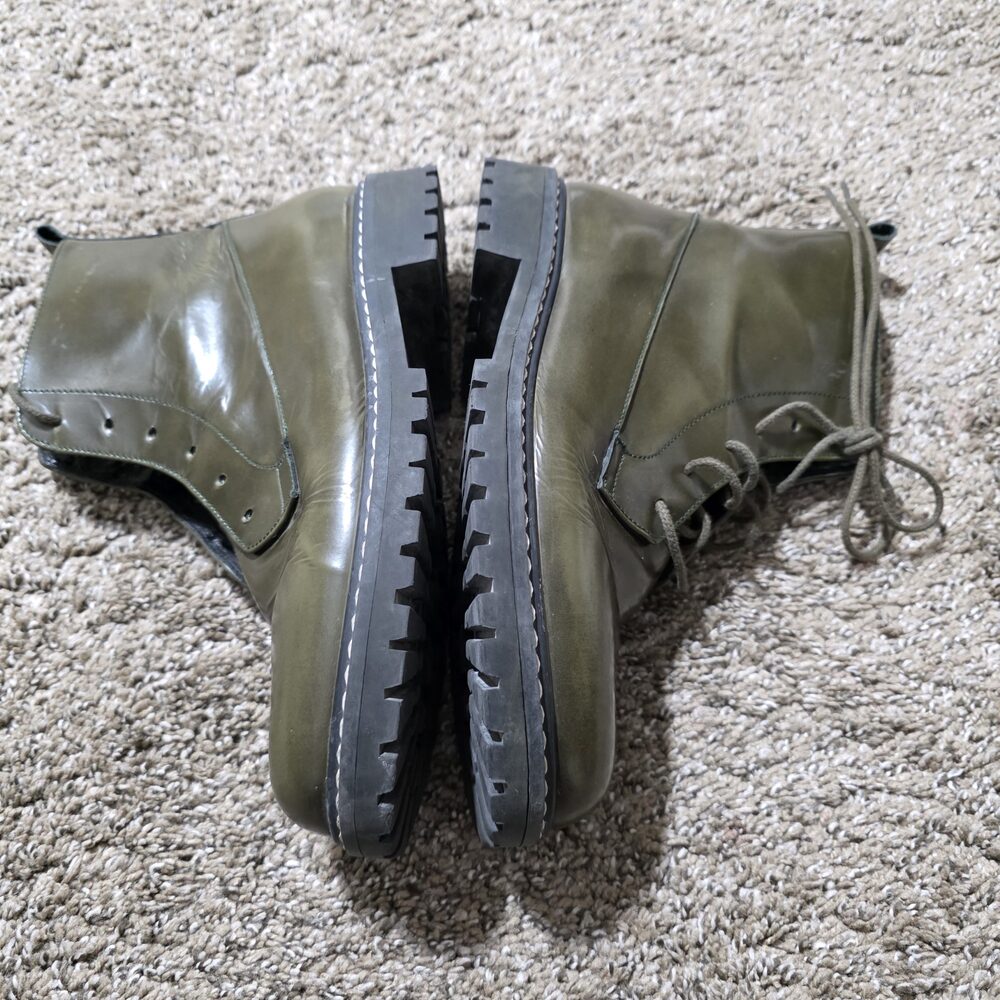 Women’s EU 37 Olive Green Glossy Lace-Up Combat Boots Made in Portugal - Picture 6 of 7